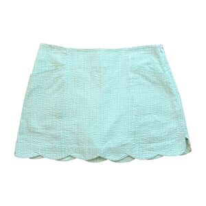 Lilly Pulitzer Green White Stripe Seersucker‎ Scallop Skirt 4